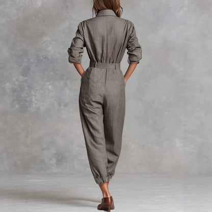 New Women's Long-sleeved Lapel Jumpsuit Women