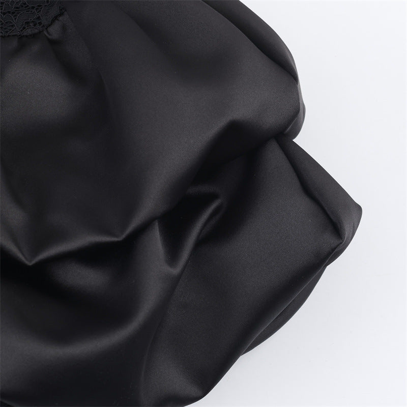 Women's Simple Stitching Lace Short Dress