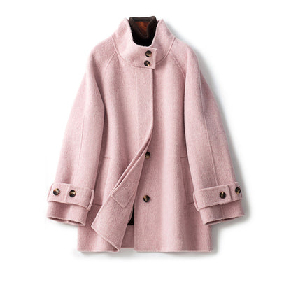 Double-sided Cashmere Women's Mid-length Waist Slimming Woolen Coat