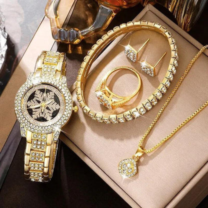 Snowflake Rhinestone Watch & Luxury Jewelry Set