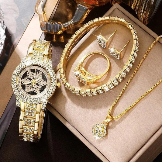 Snowflake Rhinestone Watch & Luxury Jewelry Set