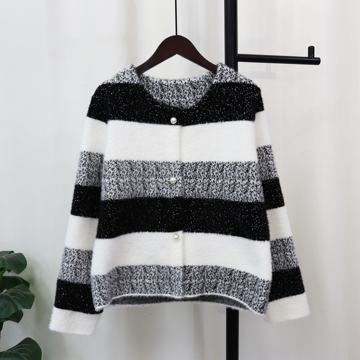 Loose Rainbow Striped Sweater Coat Tide