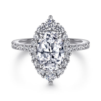 Oval Gem Pendant Necklace Women's Stud Earrings