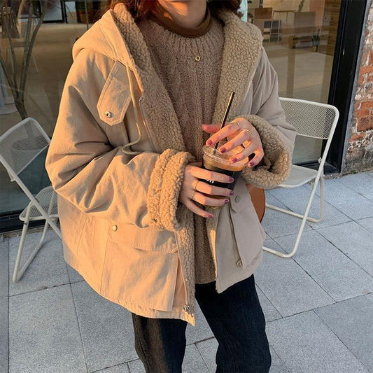 Thickened Double-sided Lamb Wool Coat For Women