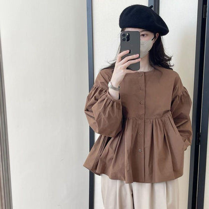 Spring And Autumn Japanese Style Long Sleeve Blouse Women's Loose Casual