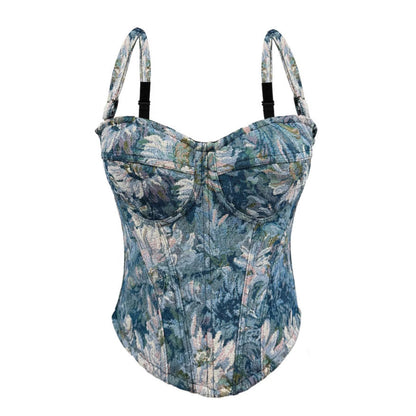 Sexy Tube Top With Chest Pad Vintage Court Style Fishbone Bra