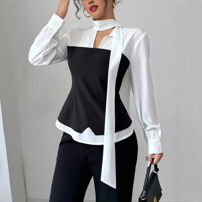 Women's Elegant Bow Simple Fashion Long Sleeve Shirt
