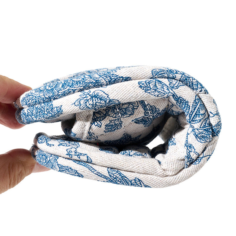 Blue-and-White Porcelain Double-Layer Thickened Fabric Slippers