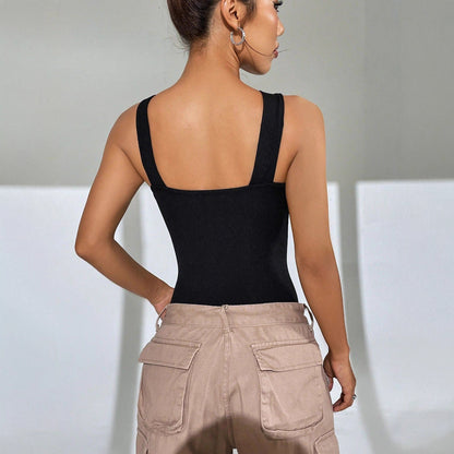 Hot Girl New Women's Plain Knitted Sleeveless Halter Jumpsuit