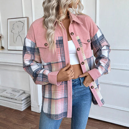Women's Contrast Color Casual Style Shirt Autumn