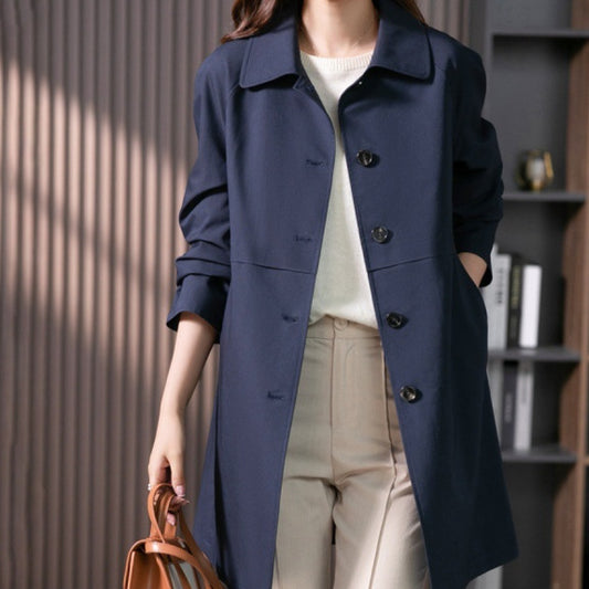British Elegant Trench Mid-length Straight Coat