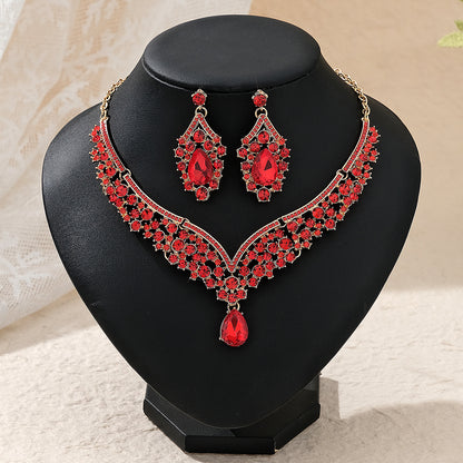 Rhinestone Pearl Earrings & Necklace Set for Women