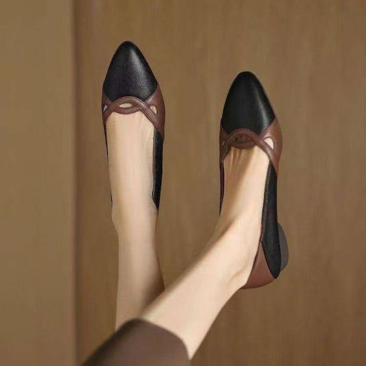 Women's Winter New Pointed-toe Low-cut All-match Leather Shoes