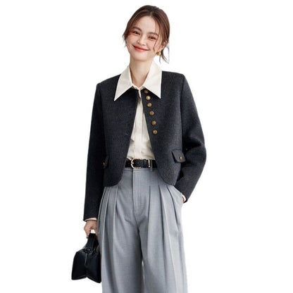High Sense Short Temperamental Crew Neck Coat Women