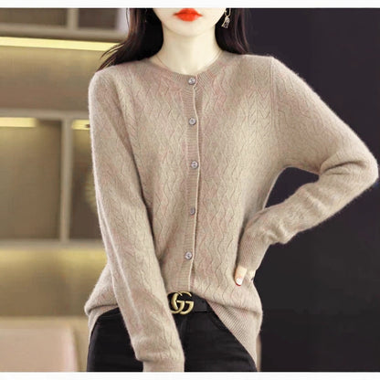 Round Neck All-matching Korean Style Casual Sweater Coat