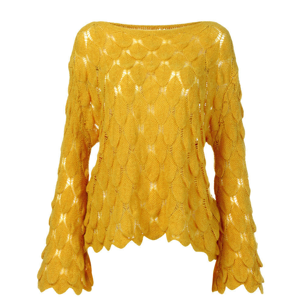 Round Neck Thin Bell Sleeve Pullover