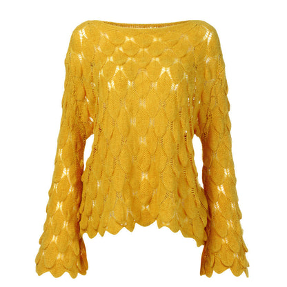 Round Neck Thin Bell Sleeve Pullover