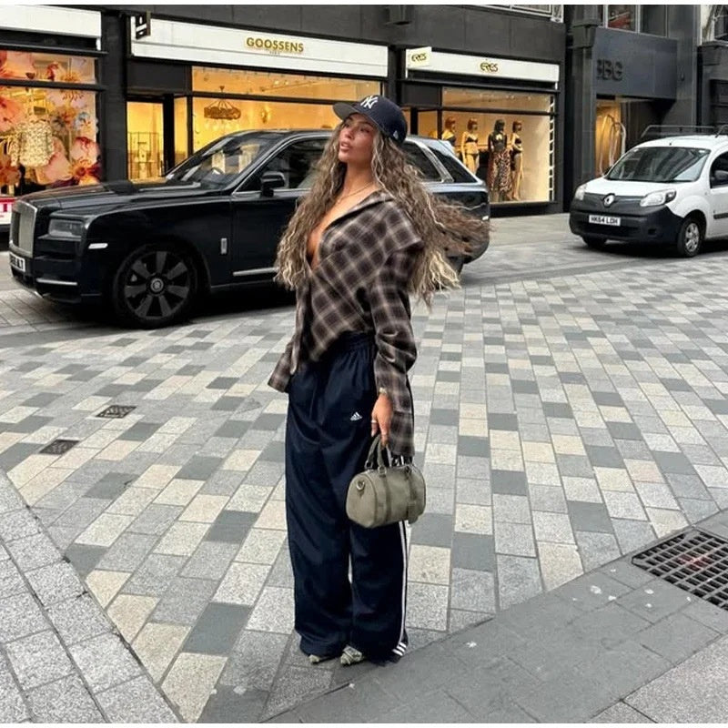 Women's Plaid Low Collar Shirt