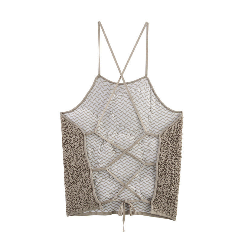 Three-dimensional Flower Design Fluffy Texture Sling Top For Women