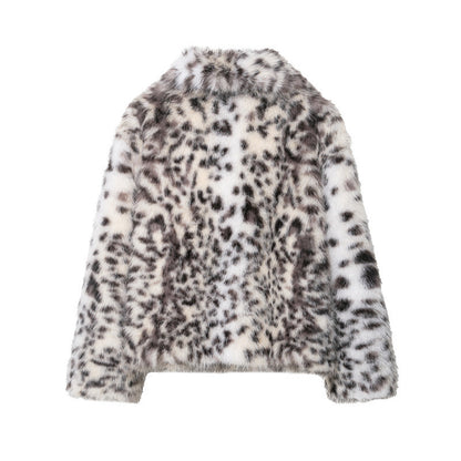 Women's Printed Faux Fur Jacket Coat