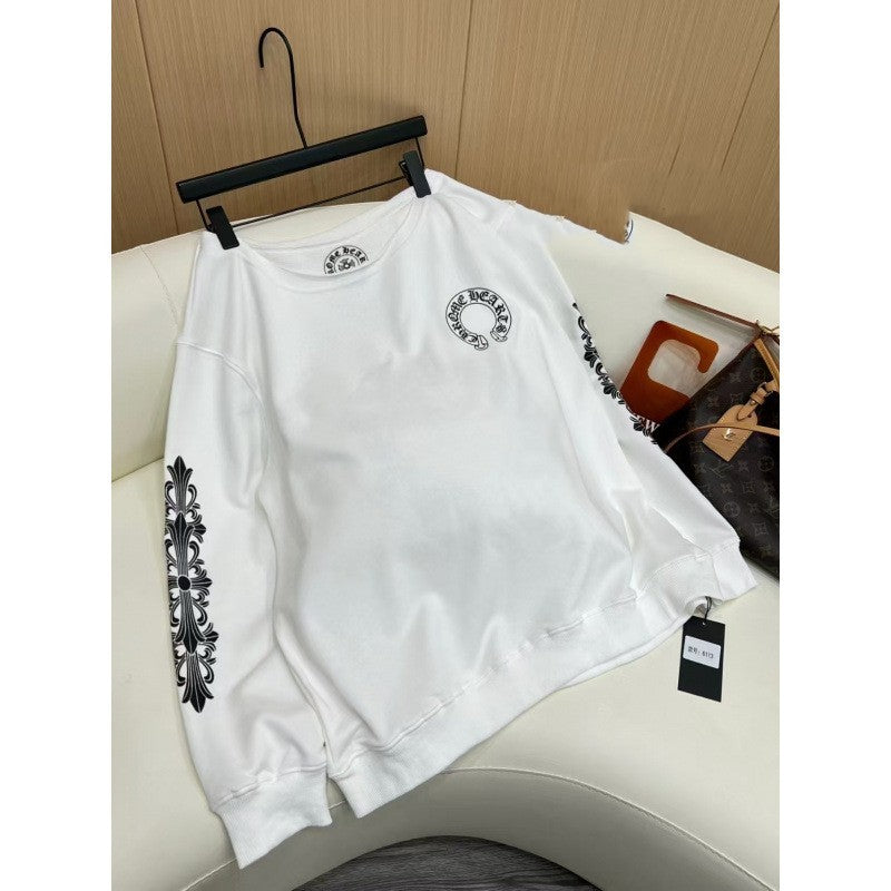 Sanskrit Letter Pattern Round Neck Loose Sweatshirt