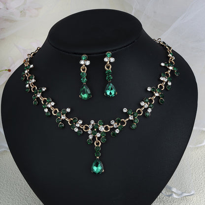 Rhinestone Pearl Earrings & Necklace Set for Women