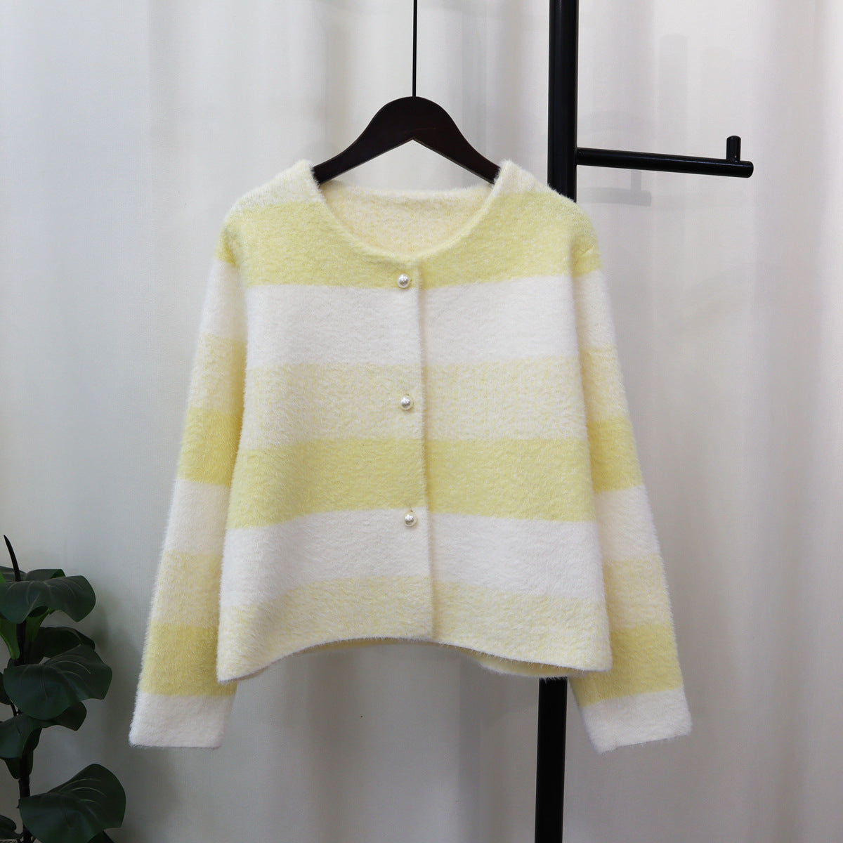 Loose Rainbow Striped Sweater Coat Tide