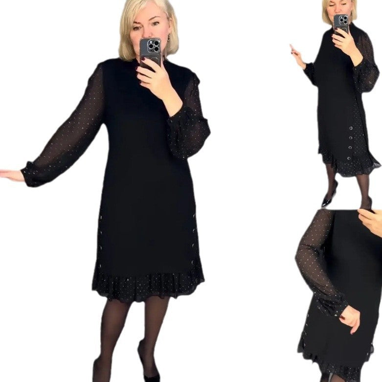 European And American Spring Black Elegant Dress