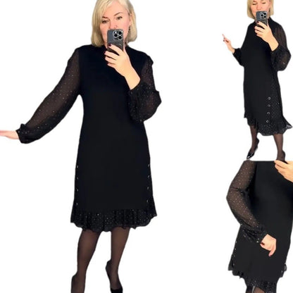 European And American Spring Black Elegant Dress