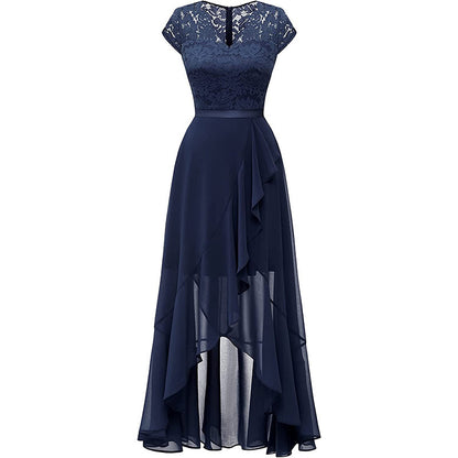 New Elegant Lace Party Dress, Ladies' Long Formal Evening Dress, Floral Embroidery Bridesmaid Dress