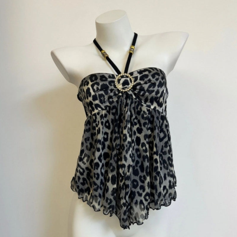 New Design Sense Niche Hot Girl Leopard Print Camisole