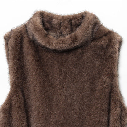 Elegant Women's Sleeveless Belt Turtleneck Top