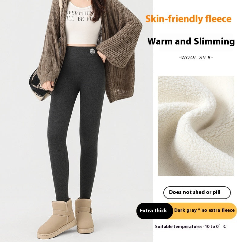 Extra Thick Cashmere Leggings Female High Waist Tight Fleece Cotton Pants