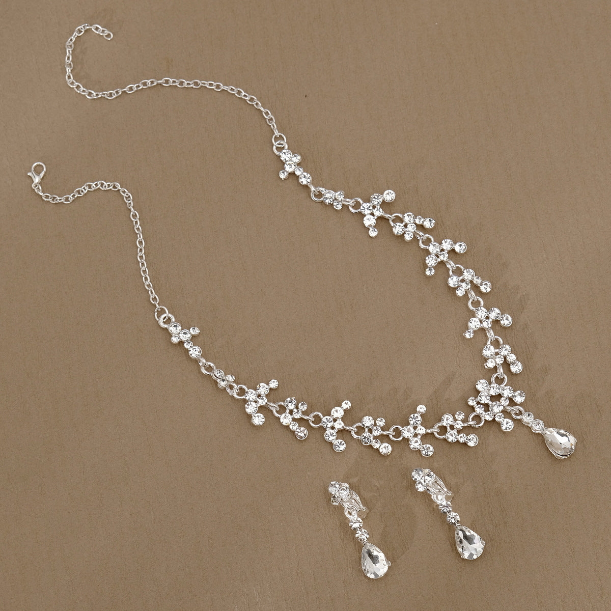Rhinestone Pearl Earrings & Necklace Set for Women