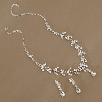 Rhinestone Pearl Earrings & Necklace Set for Women