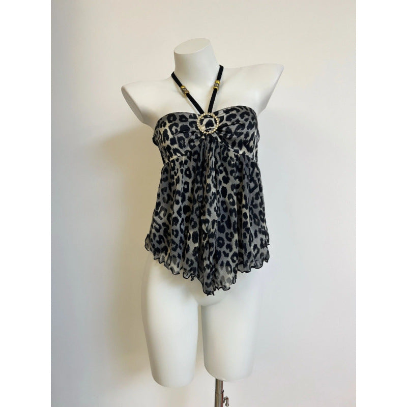 New Design Sense Niche Hot Girl Leopard Print Camisole