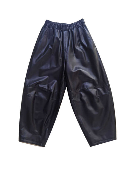 Women's Casual Simple All-match Leather Wide-leg Trousers
