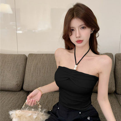French Halter Sexy Tube Top Strappy Vest Autumn Pure Desire