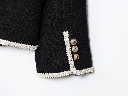 Women's Round Neck Pocket Velvet Coat