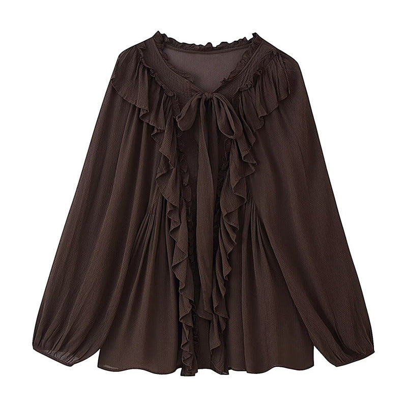 Women's Loose Laminated Decoration Drape Shirt