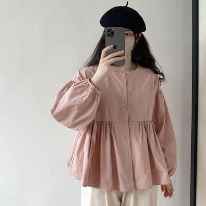 Spring And Autumn Japanese Style Long Sleeve Blouse Women's Loose Casual