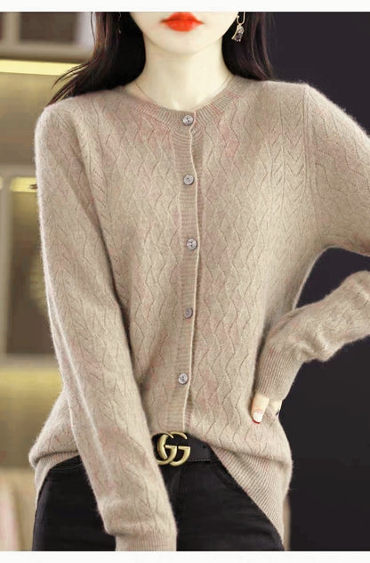 Round Neck All-matching Korean Style Casual Sweater Coat