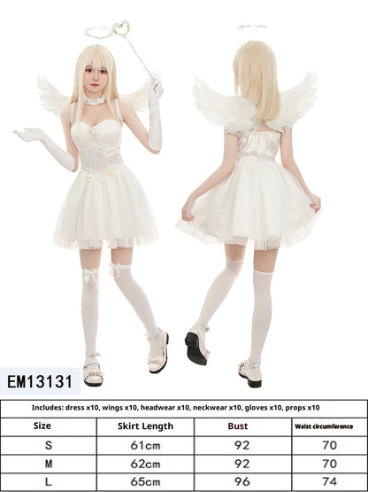 Halloween Black and White Angel Devil Costume Dark Dress Set