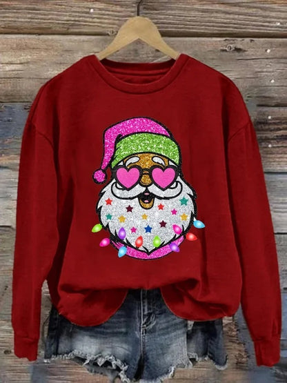 Christmas Element Printed Round-neck Non-hoodie Sweater