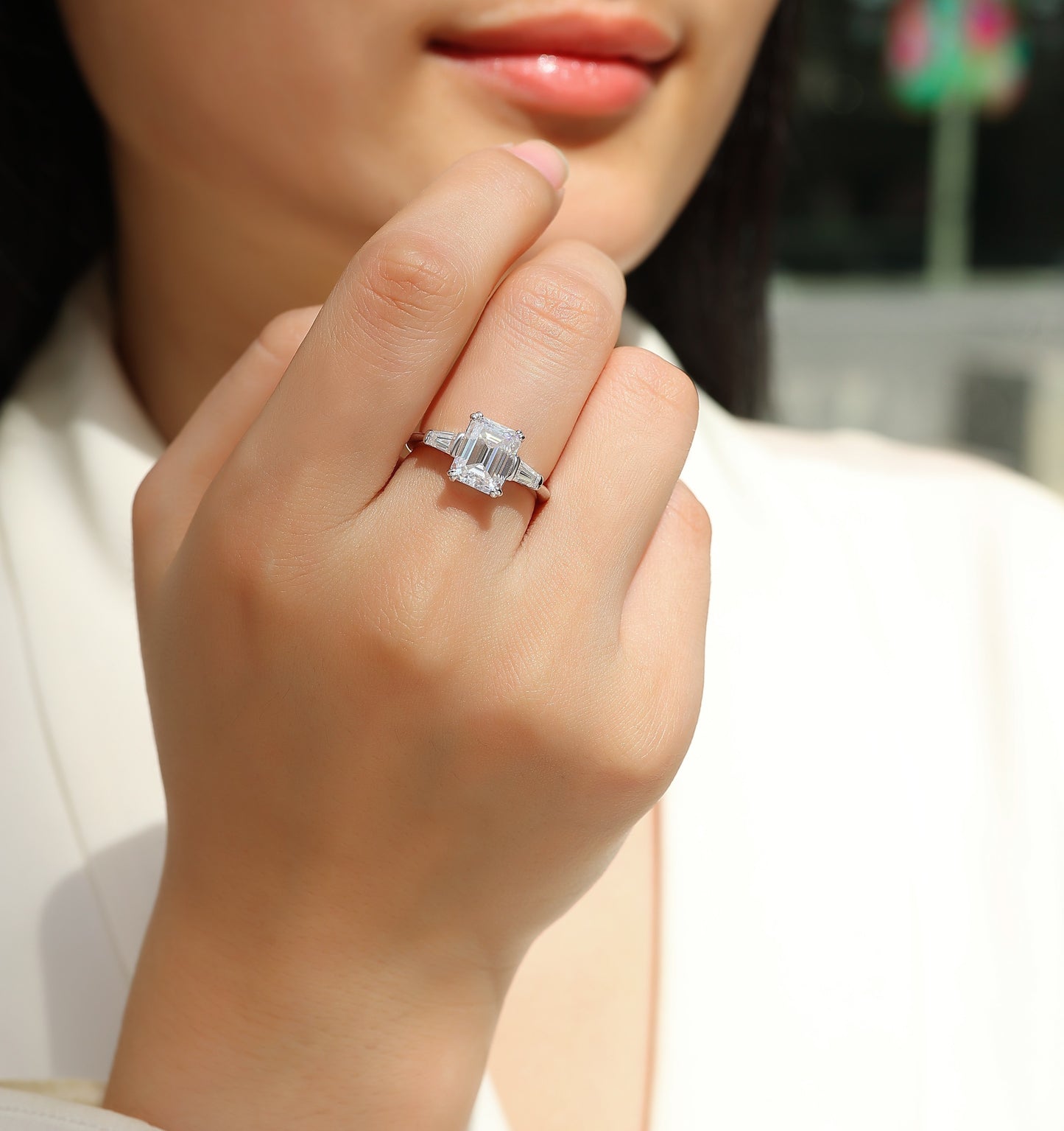 Starry Sky Mirror Moissanite Diamond Ring Set