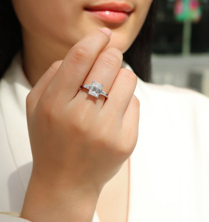 Starry Sky Mirror Moissanite Diamond Ring Set