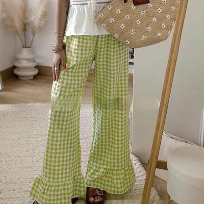 Summer New Two-tone Plaid Women's Casual Pants