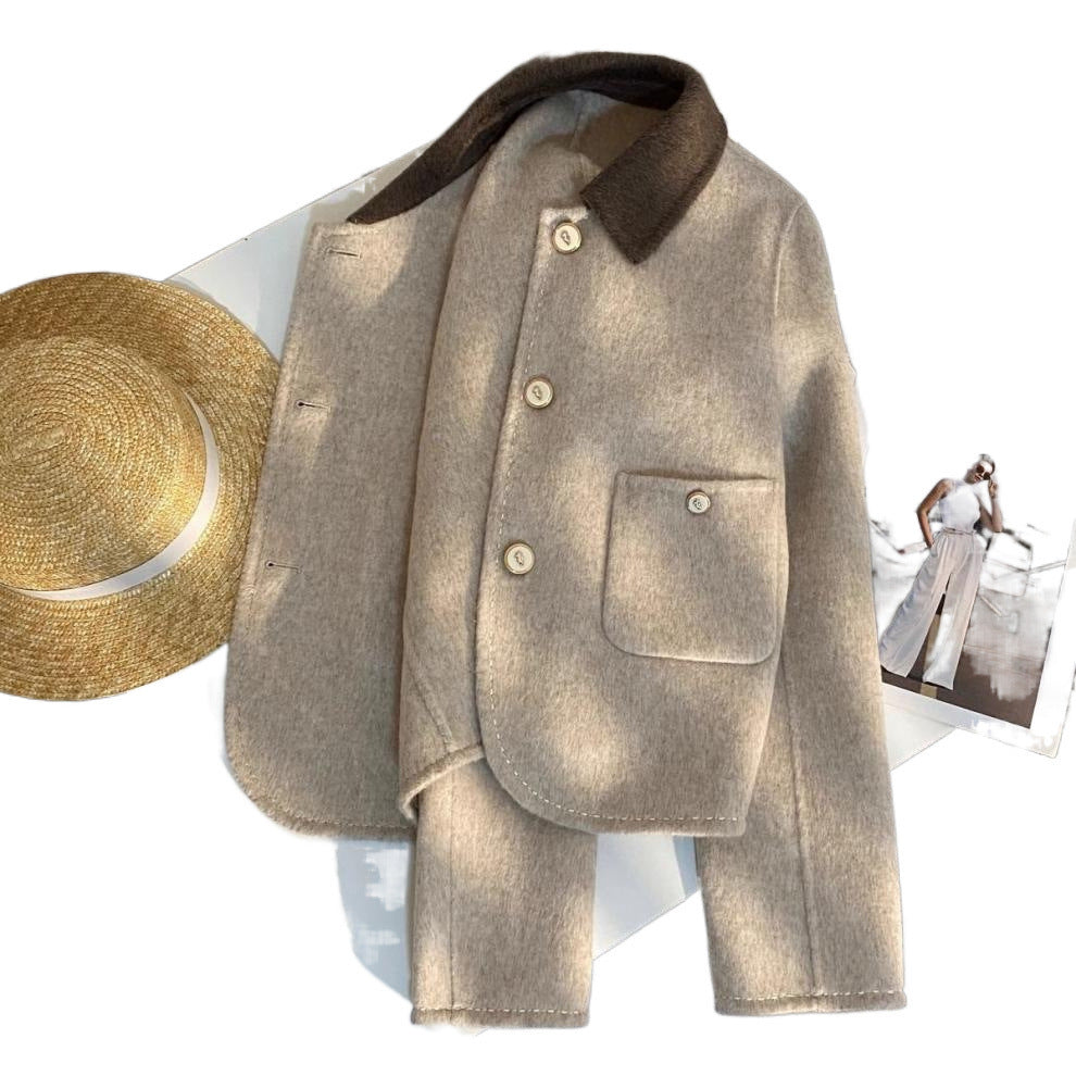 French Style Kafuu Beige Double-sided Coat For Women
