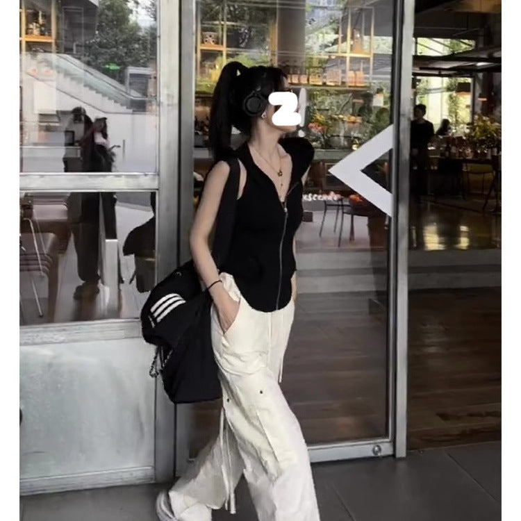 Sleeveless Design Sense Niche Inner Black Outerwear Camisole