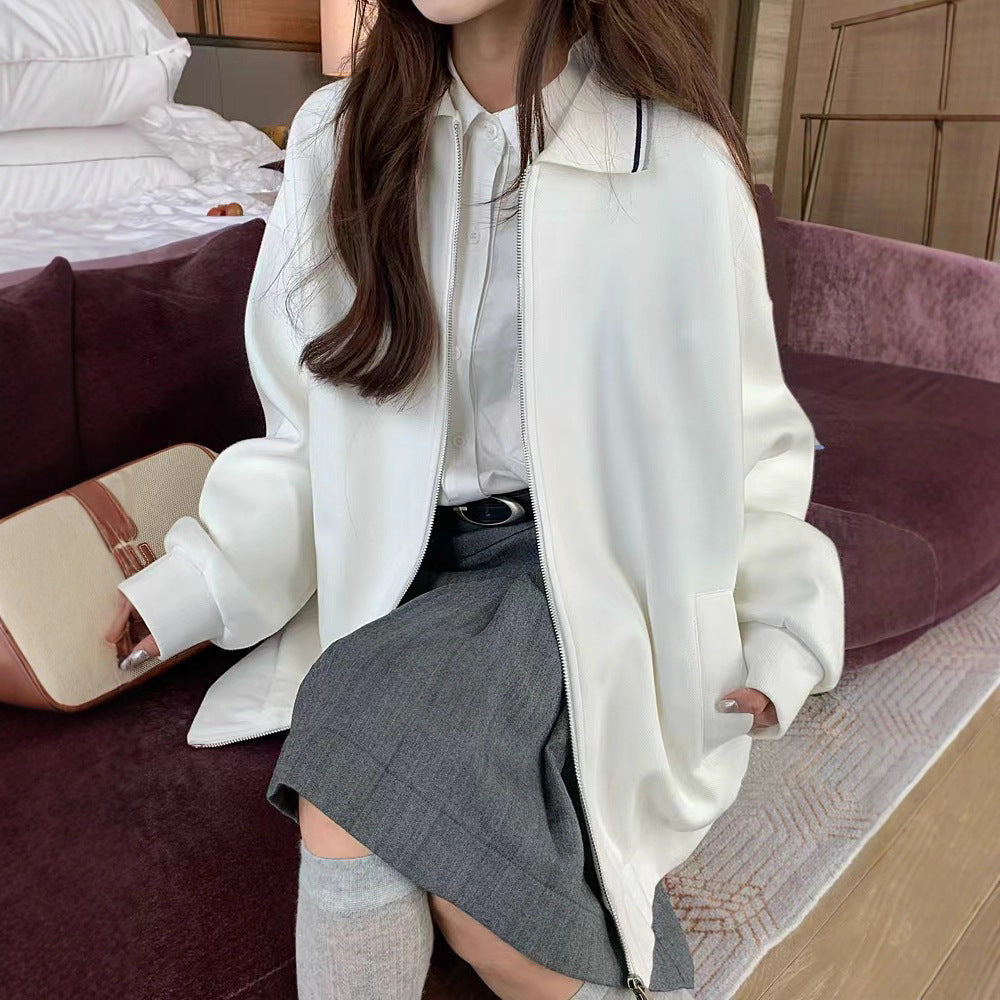 Sports Sweater Coat Women's Loose College Mid-length